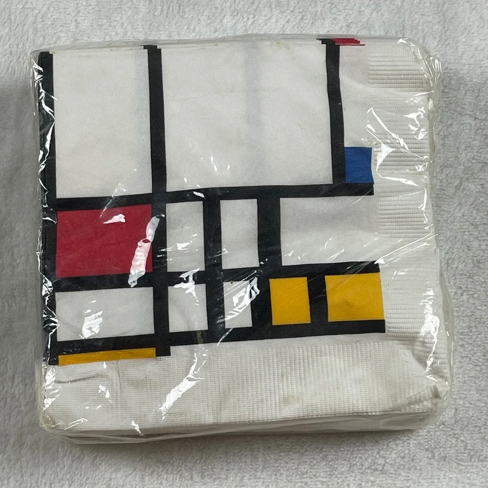 VTG 1995 MoMA Piet Mondrian Trafalgar Square Modern Art 25 Beverage Napkins New